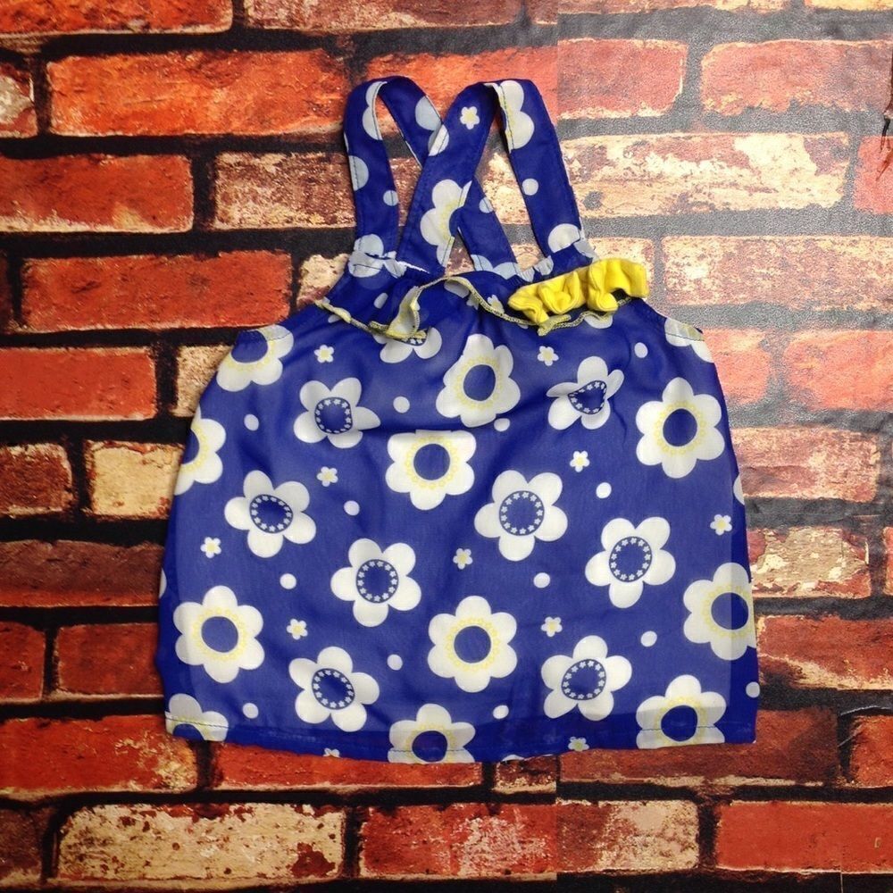 5 for $25🔥12M‎ Blue & Yellow Floral Kidtopia Tunic